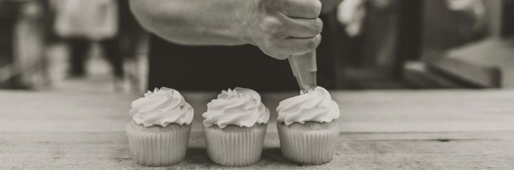 Dorothy Ann Bakery Cupcakes Making Photo Black and White
